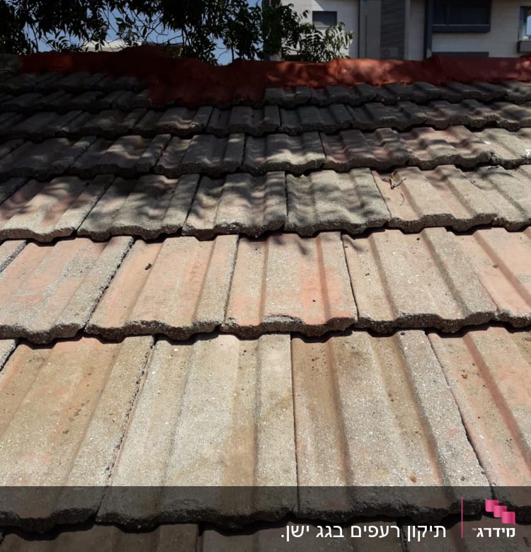 גג רעפים עם צללים של עצים